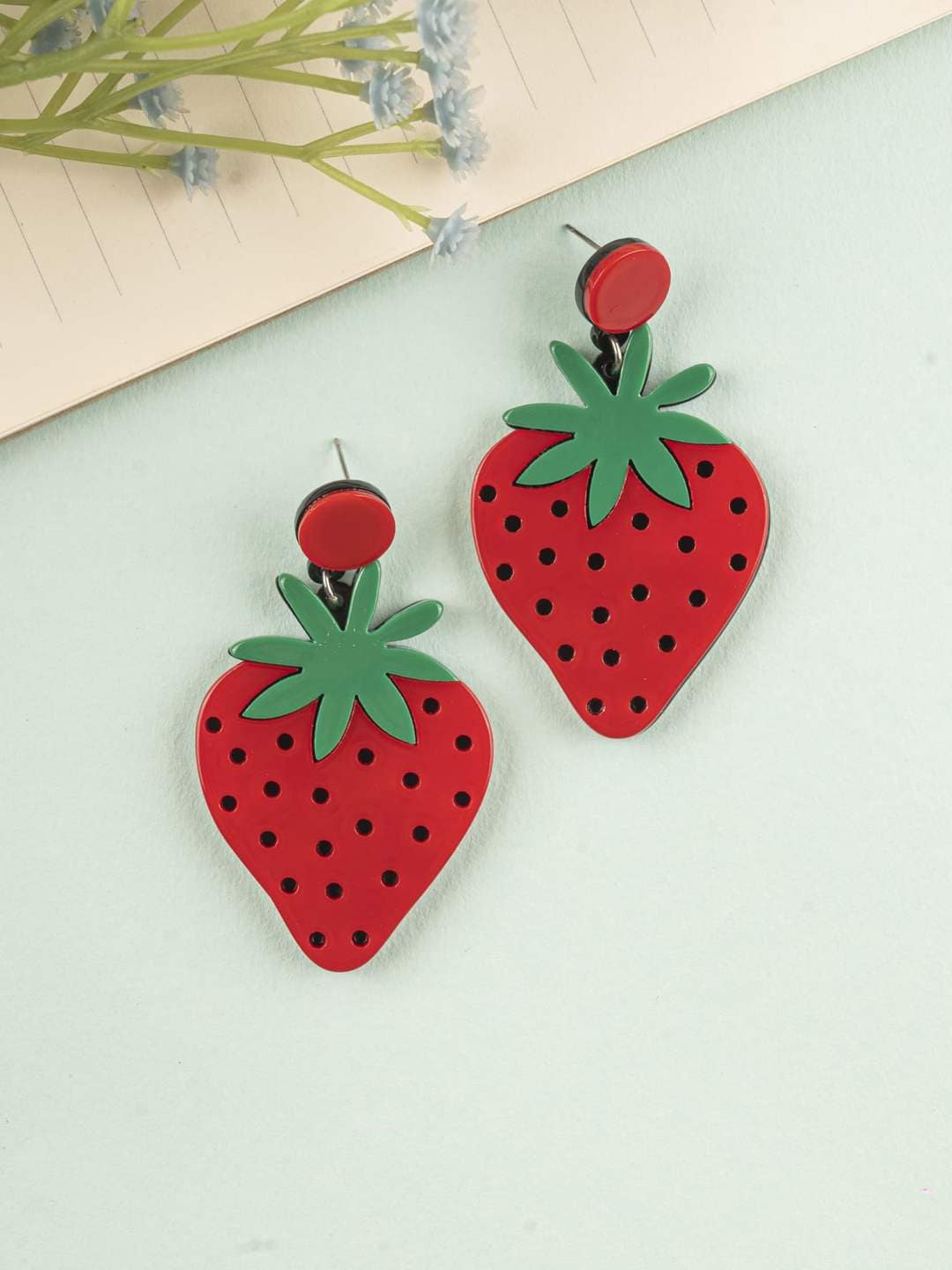 

Crunchy Fashion Quirky Shaped Strawberry Drop Earrings, Gold