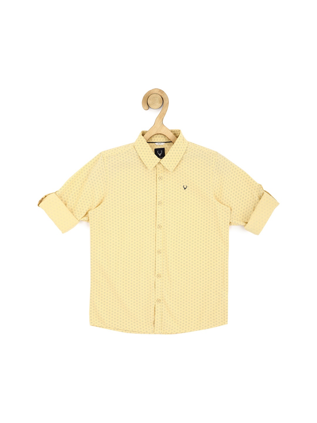 

Allen Solly Junior Boys Slim Fit Micro Ditsy Printed Pure Cotton Casual Shirt, Yellow