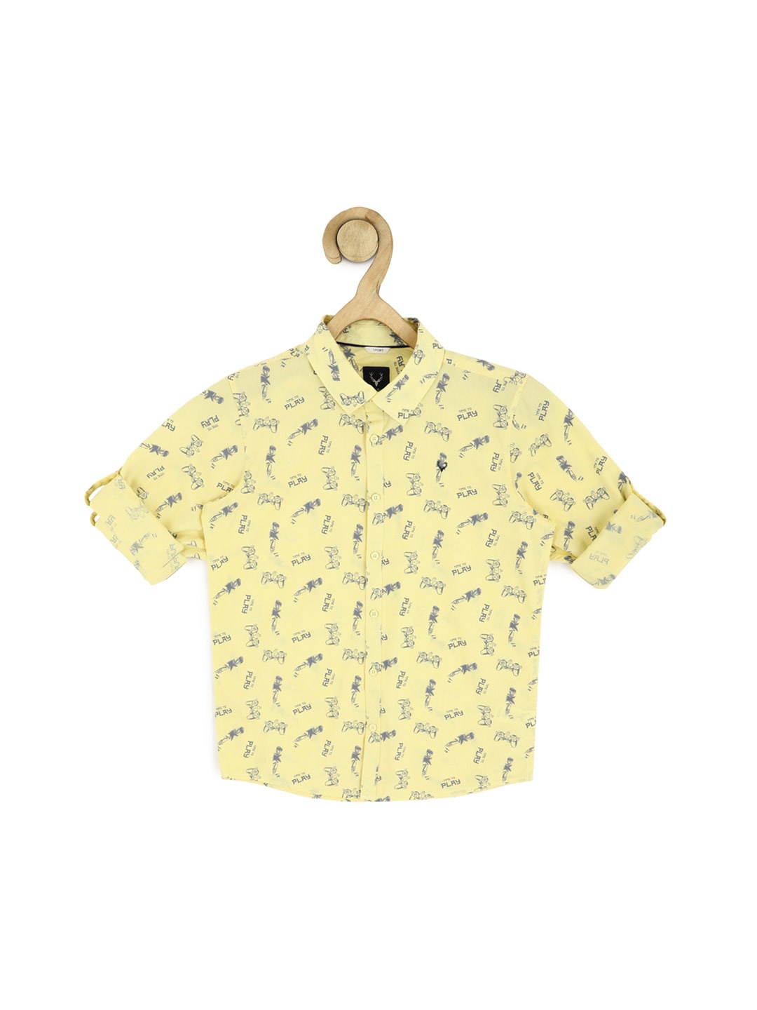 

Allen Solly Junior Boys Slim Fit Opaque Conversational Printed Pure Cotton Casual Shirt, Yellow