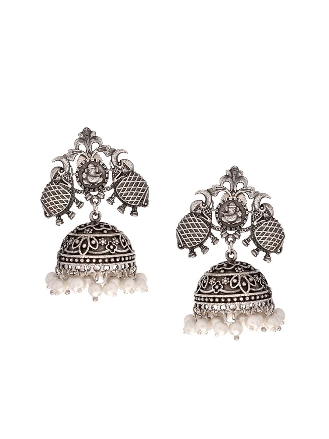 

Infuzze Silver Plated Oxidised Dome Shaped Jhumkas