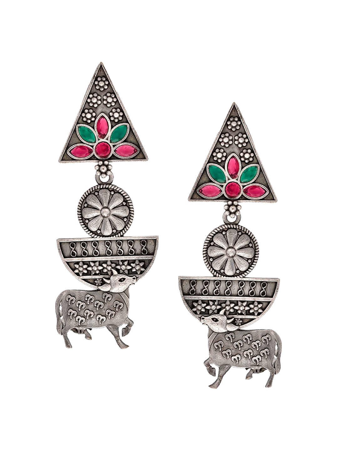 

Infuzze Silver Plated Animal Shaped Oxidised Drop Earrings
