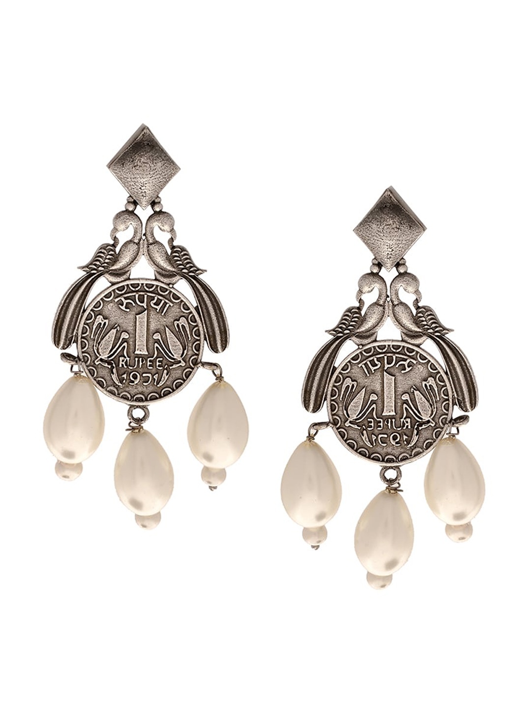 

Infuzze Silver Plated Contemporary Oxidised Drop Earrings