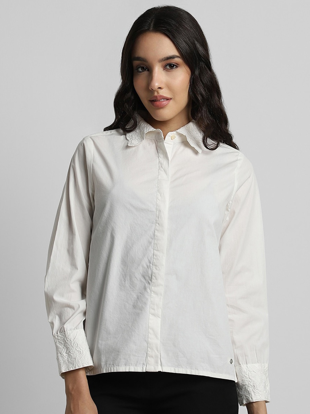 

Allen Solly Woman Spread Collar Pure Cotton Casual Shirt, White