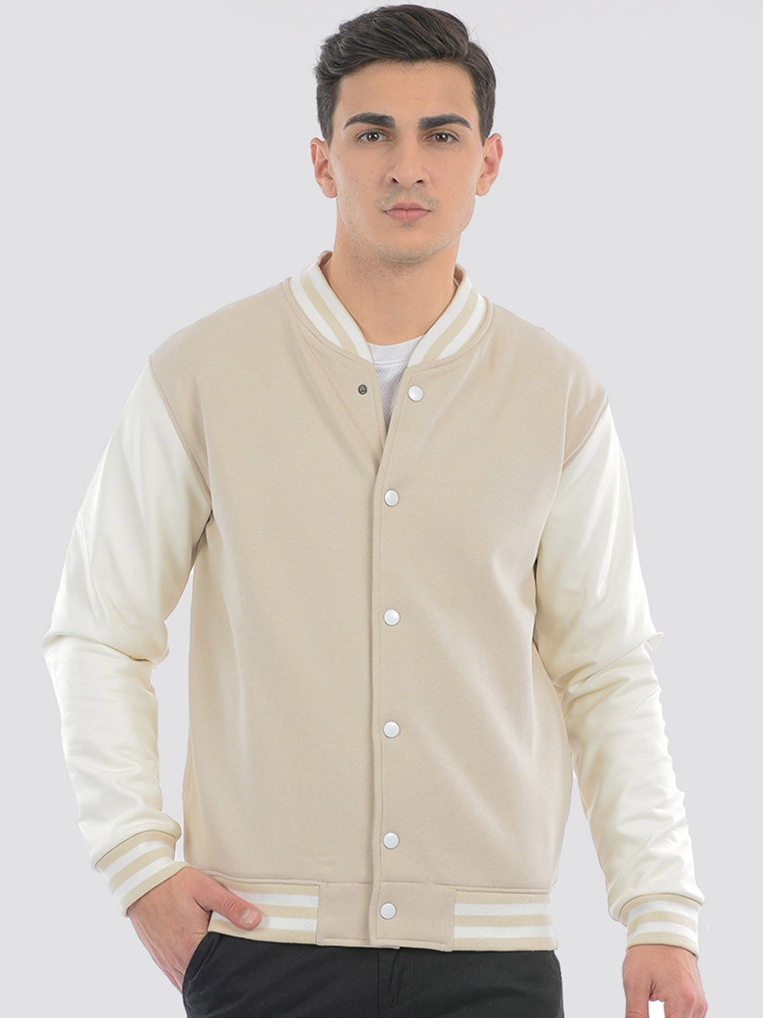 

ONEWAY Men Varsity Jacket, Beige