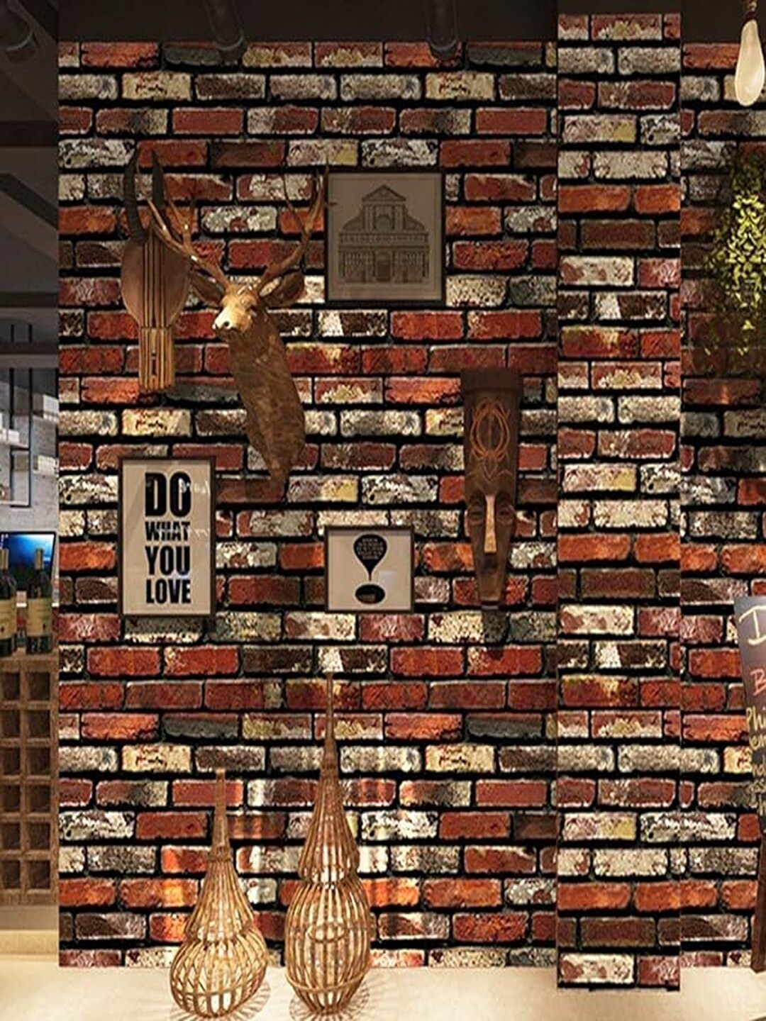 

Univocean Red & Beige Brick Design Self Adhesive Peel and Stick Wall Paper