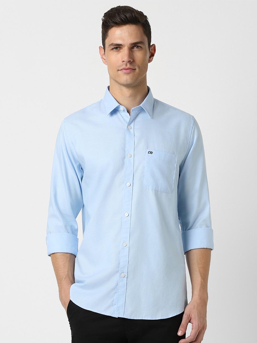 

Peter England Casuals Slim Fit Opaque Pure Cotton Casual Shirt, Blue