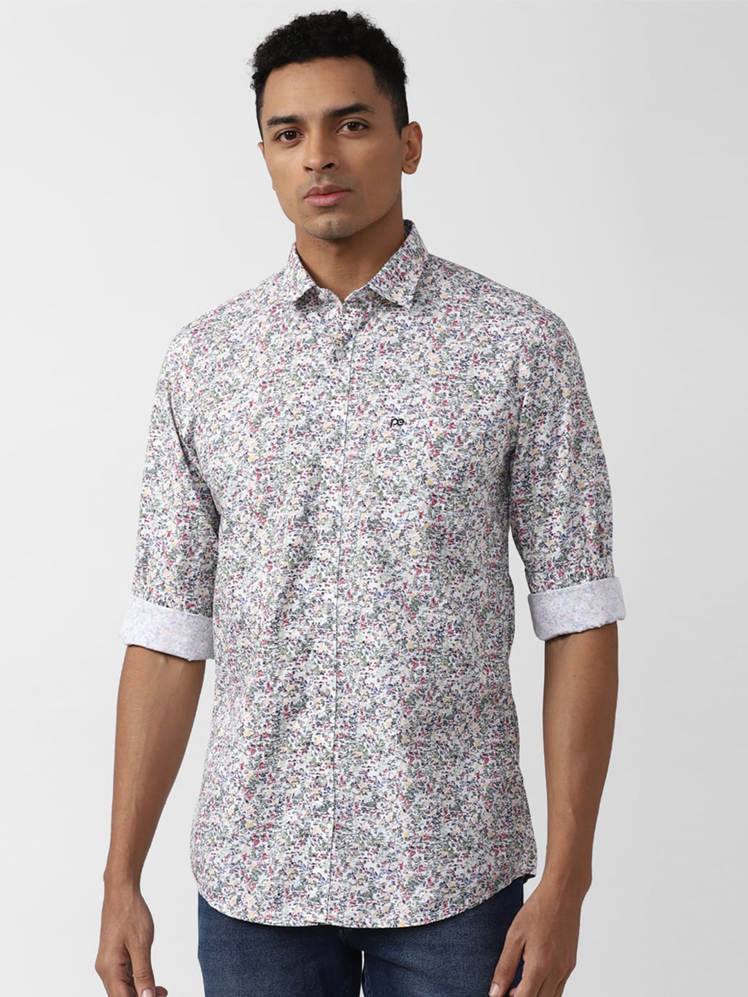 

Peter England Casuals Floral Printed Slim Fit Pure Cotton Shirt, White