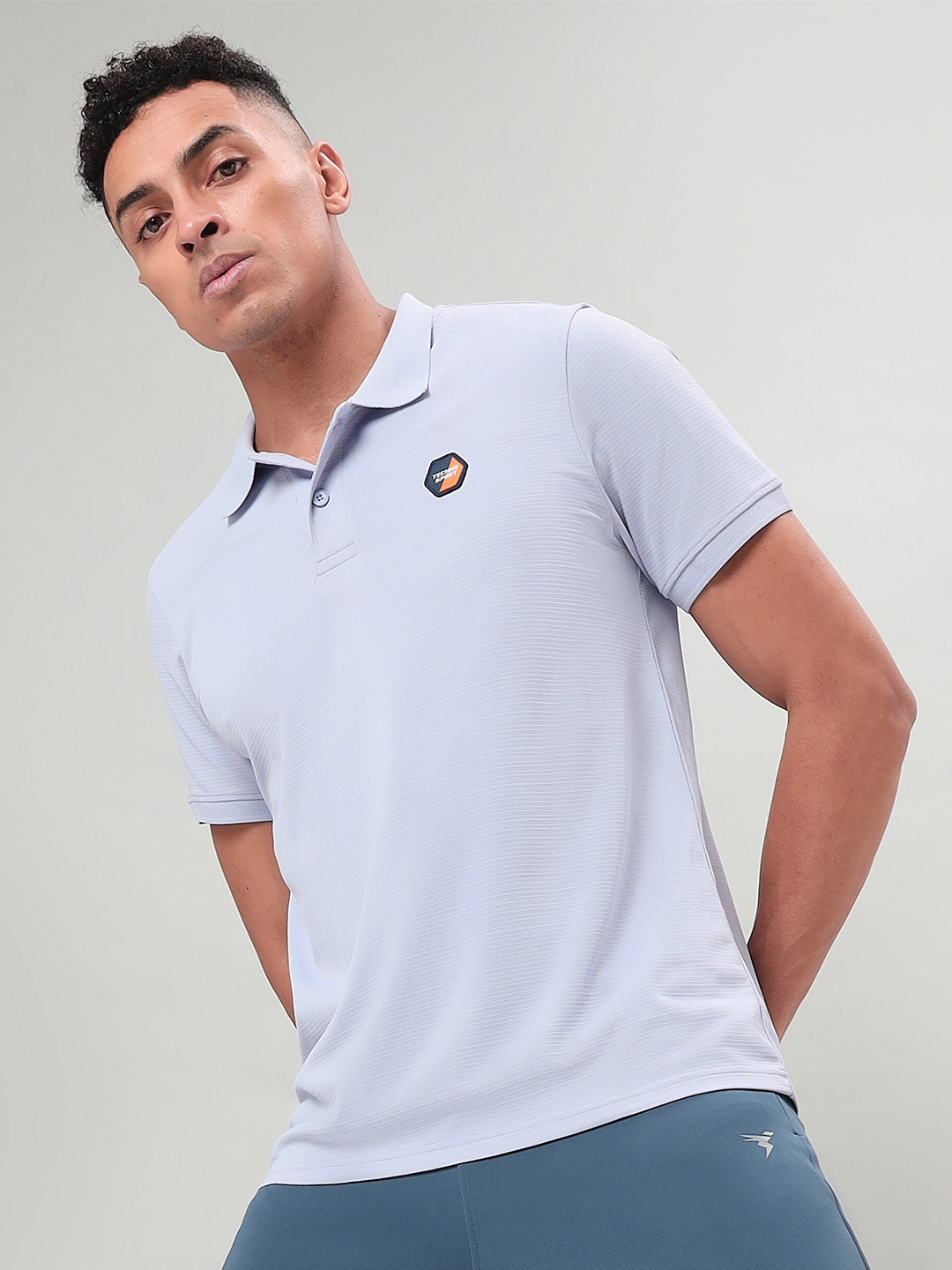

Technosport Polo Collar Antimicrobial Slim Fit T-shirt, Blue