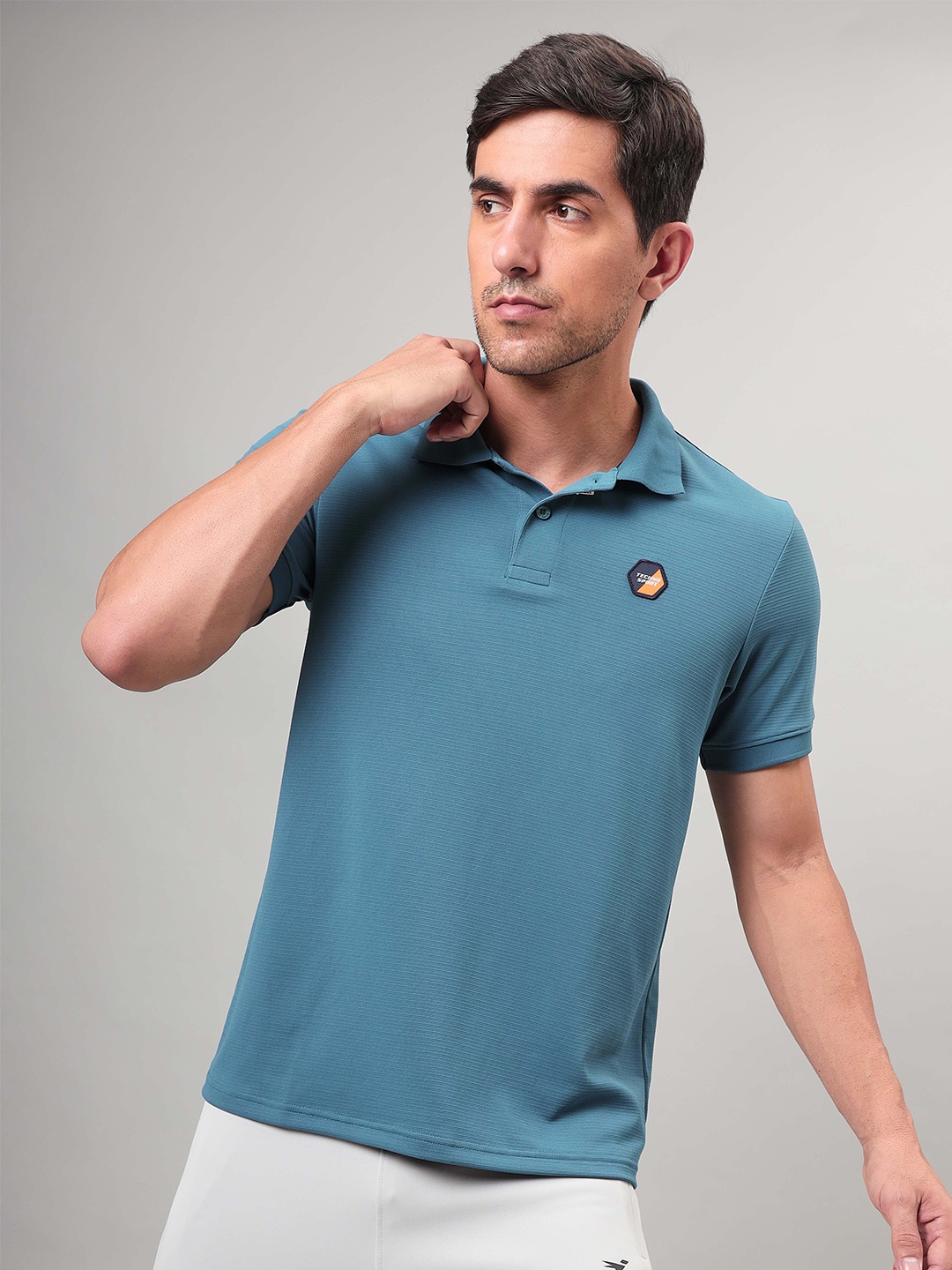 

Technosport Polo Collar Antimicrobial Slim Fit Sports T-shirt, Teal