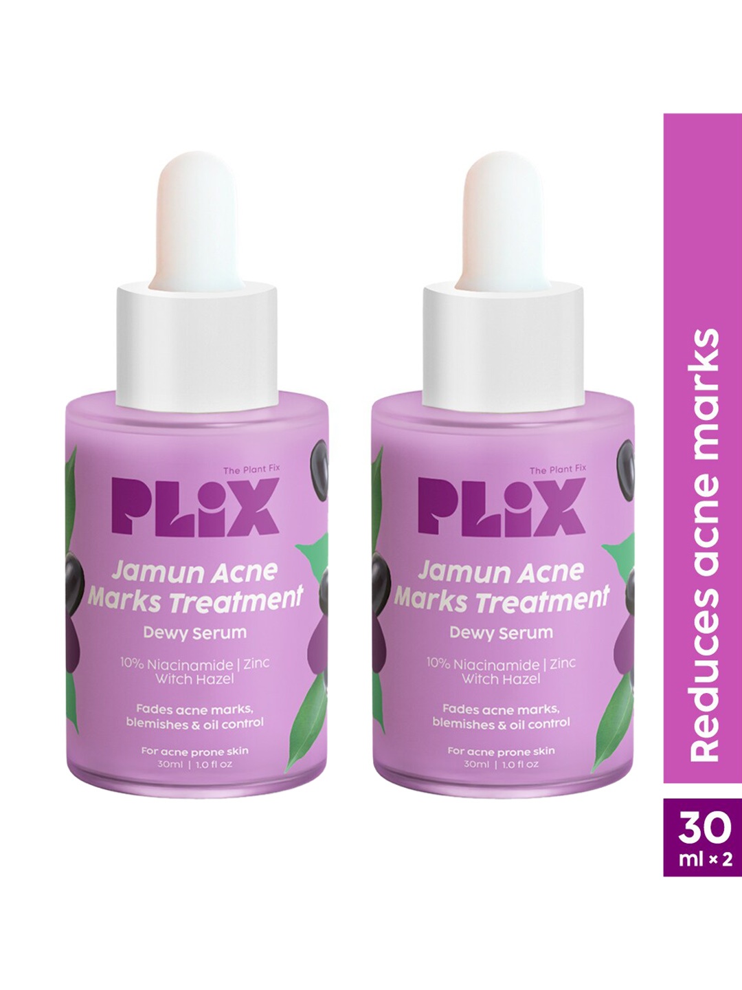 

PLIX THE PLANT FIX Jamun Set Of 2 Acne Mark Treatment Dewy Face Serum - 30ml Each, Purple