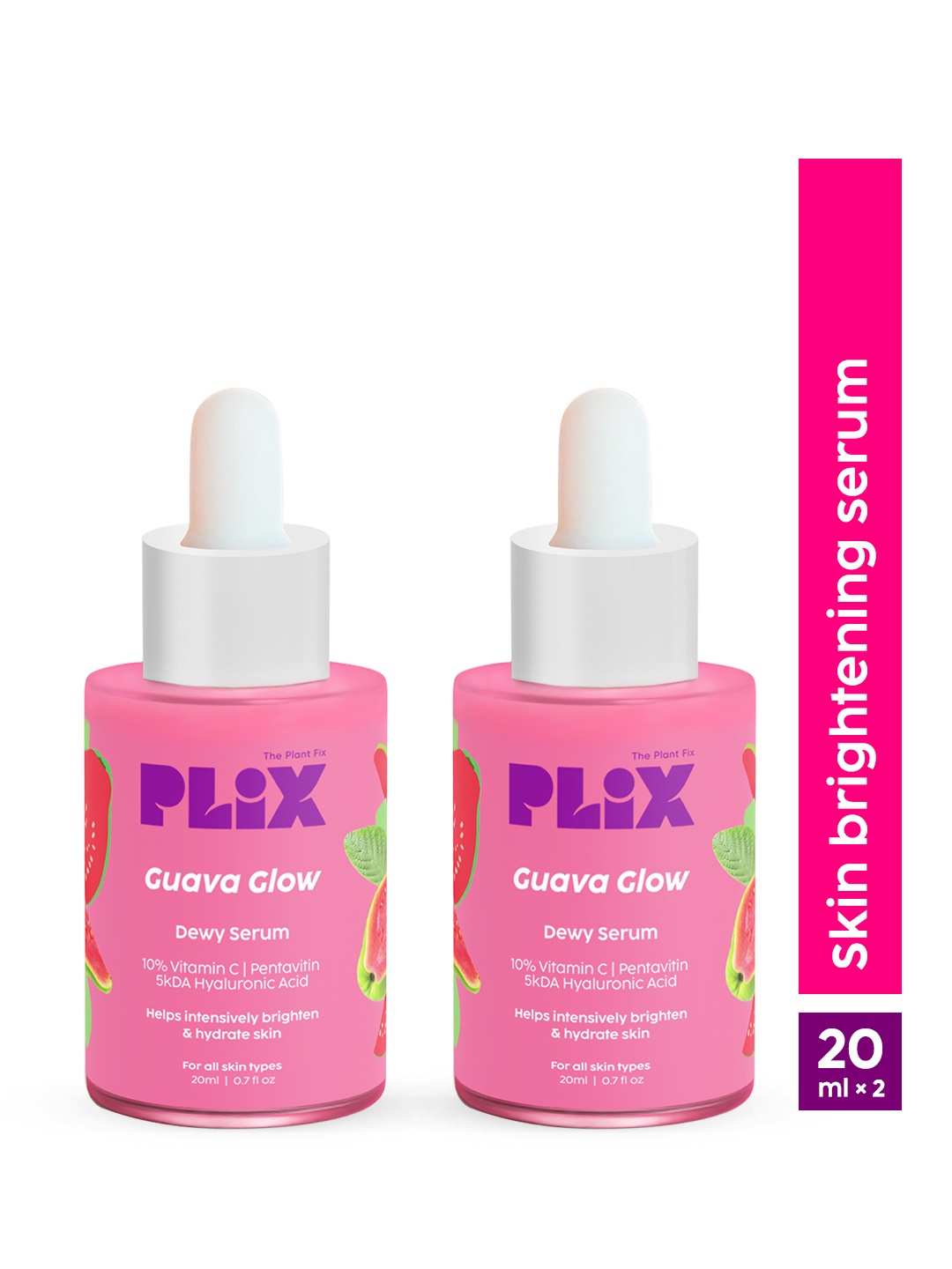 

PLIX THE PLANT FIX Guava Glow Set Of 2 Dewy Face Serum - 20ml Each, Pink