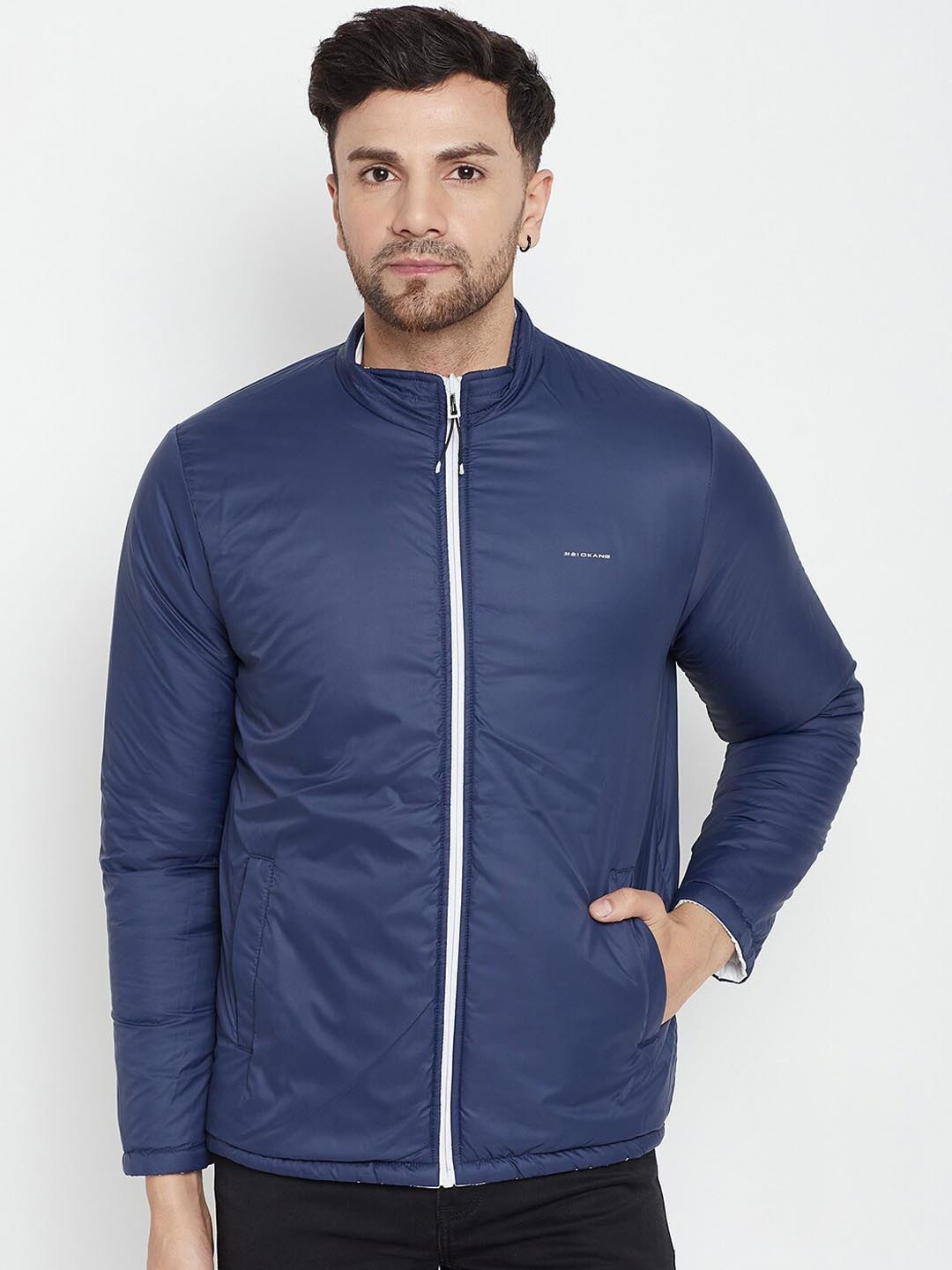 

Okane Mock Collar Reversible Padded Jacket, White