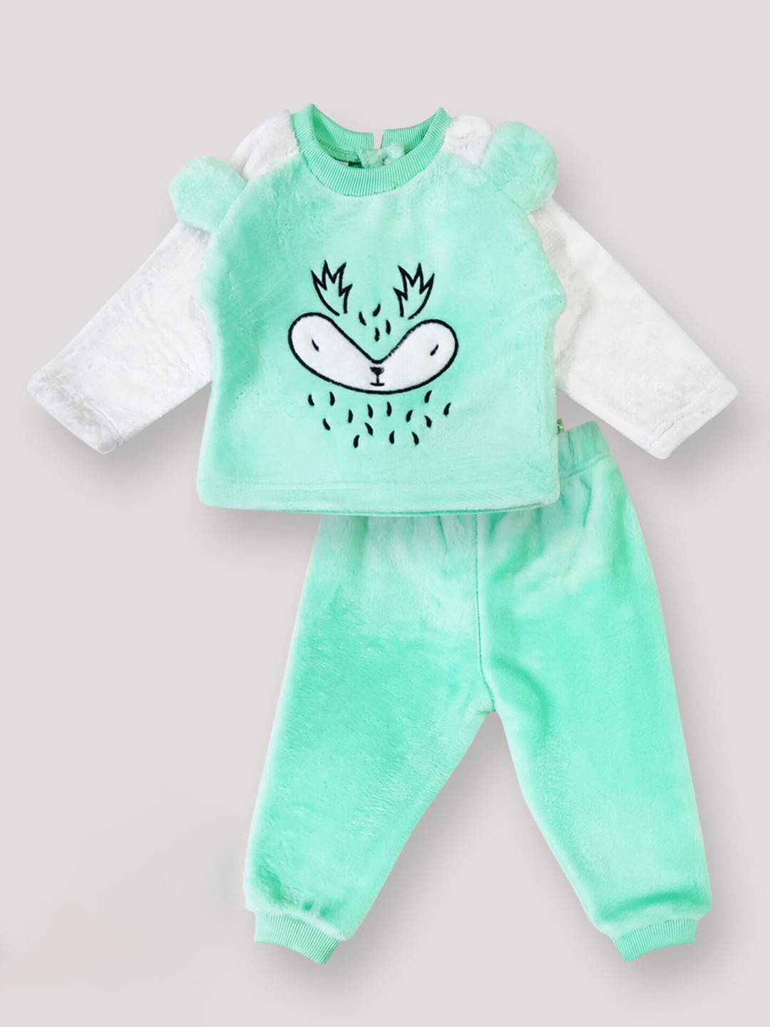 

Moms Love Girls Printed Top with Pyjamas, Sea green
