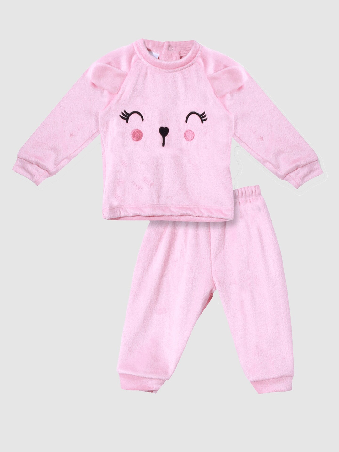 

Moms Love Girls Bear Embroidered Sweatshirt with Pyjamas, Pink