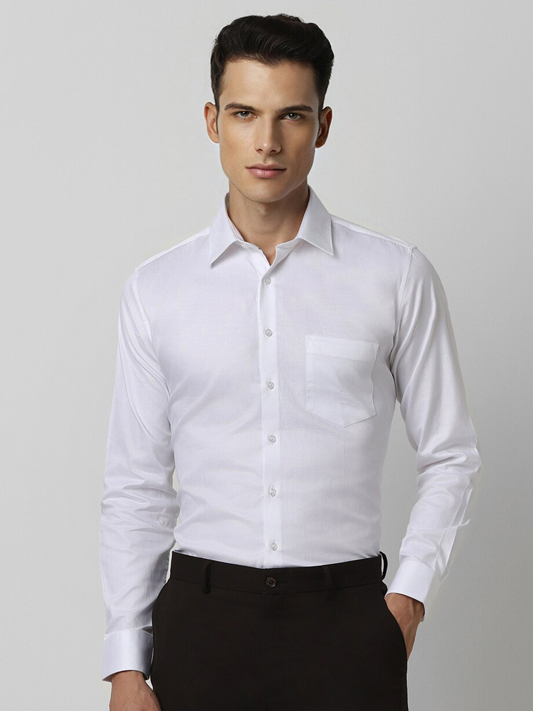 

Van Heusen Slim Fit Self Design Pure Cotton Formal Shirt, White