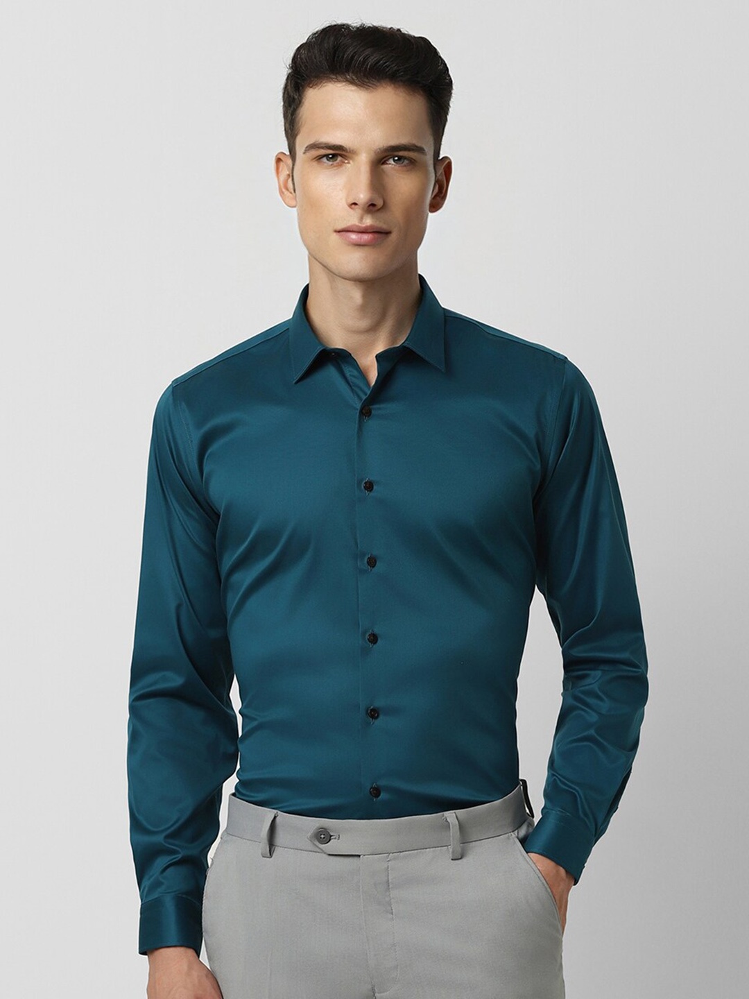 

Van Heusen Slim Fit Opaque Formal Shirt, Green