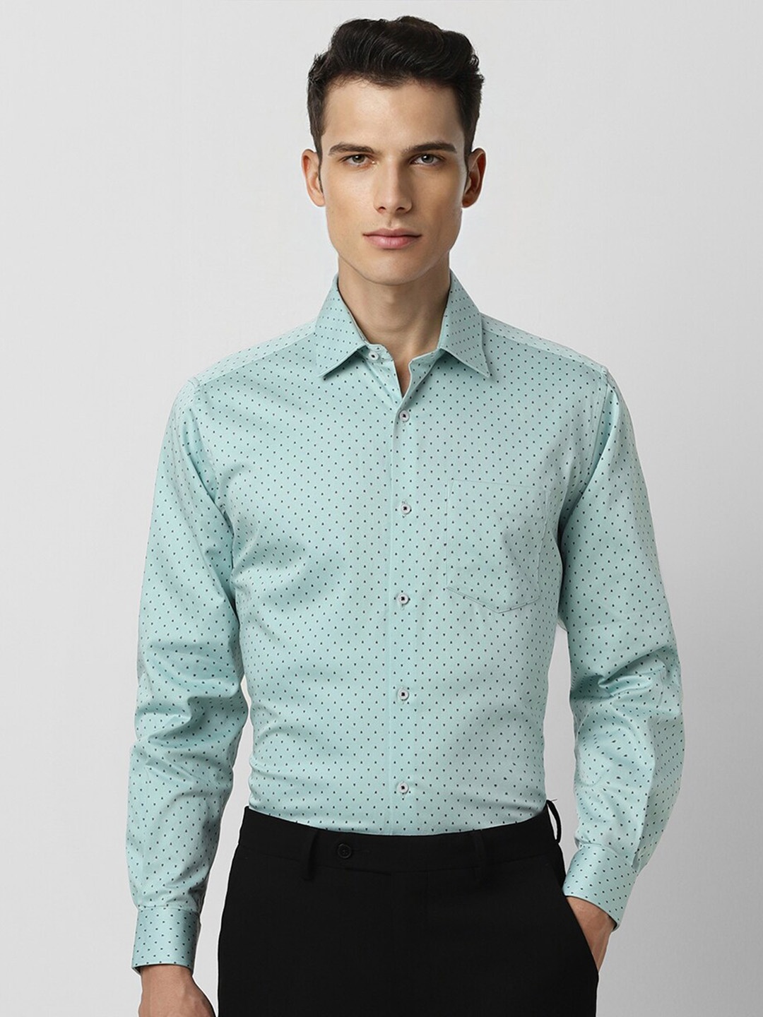 

Van Heusen Micro Ditsy Printed Cotton Party Shirt, Blue