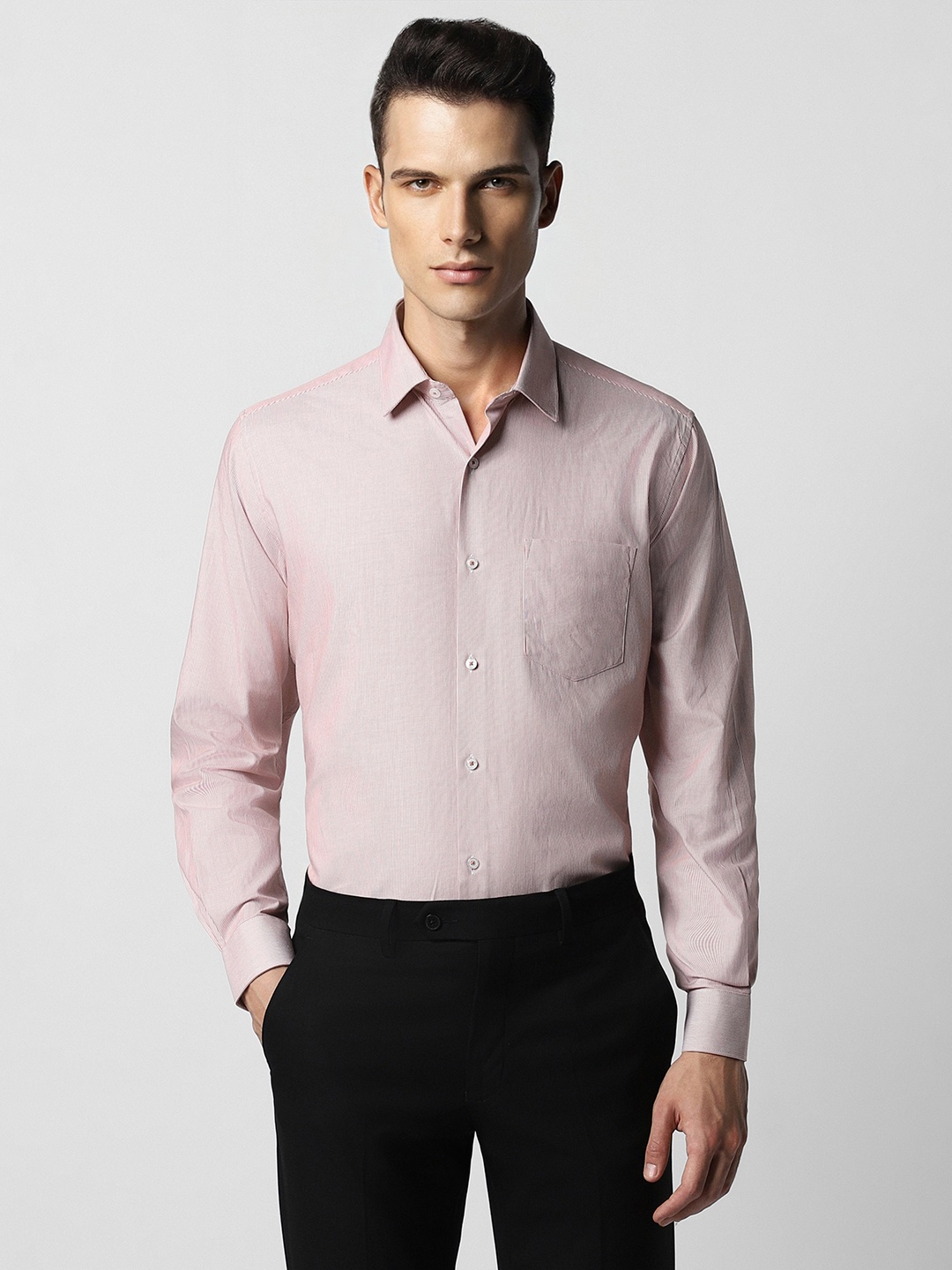 

Van Heusen Vertical Striped Spread Collar Pure Cotton Formal Shirt, Pink