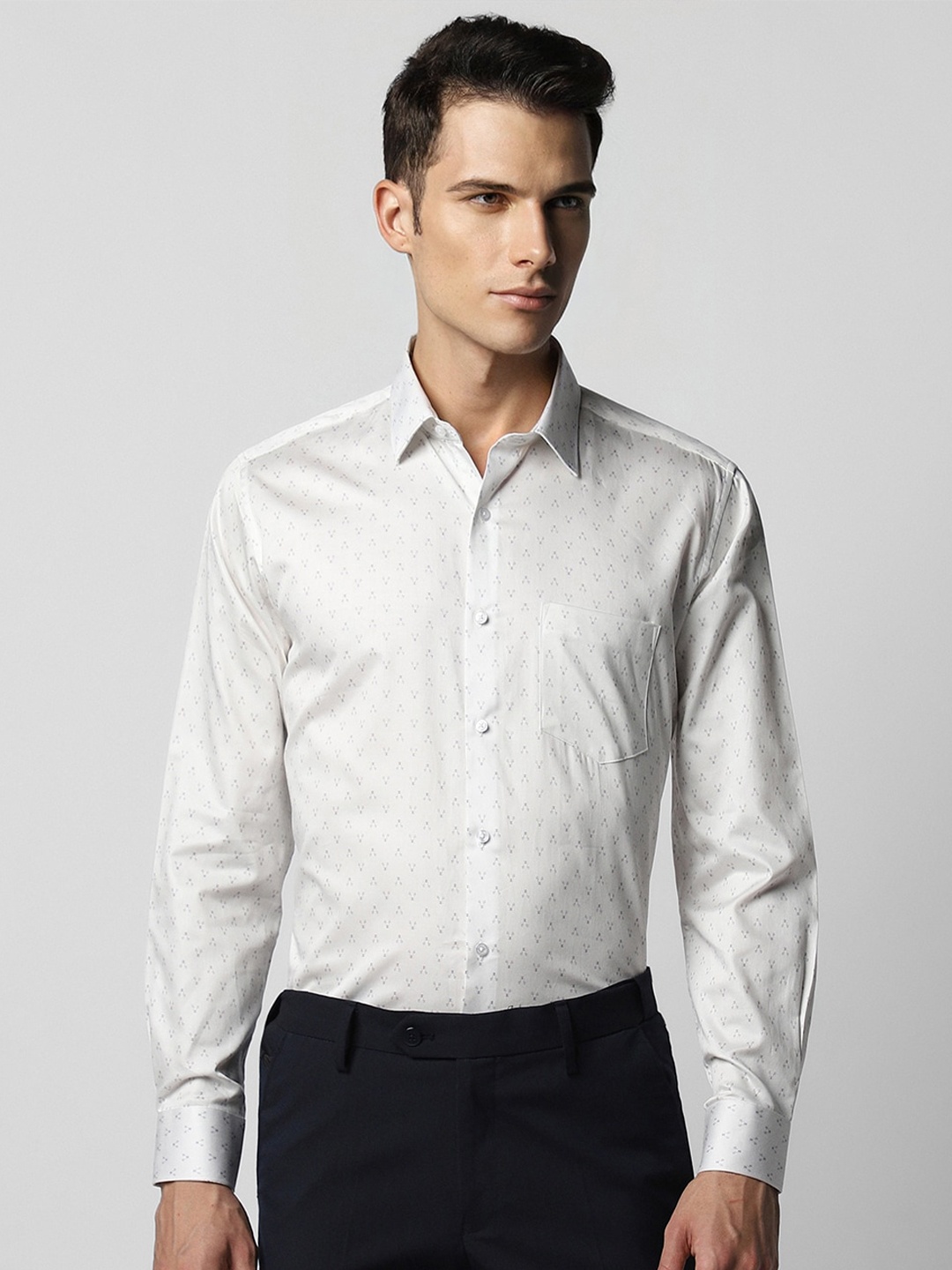 

Van Heusen Micro Ditsy Printed Pure Cotton Formal Shirt, White