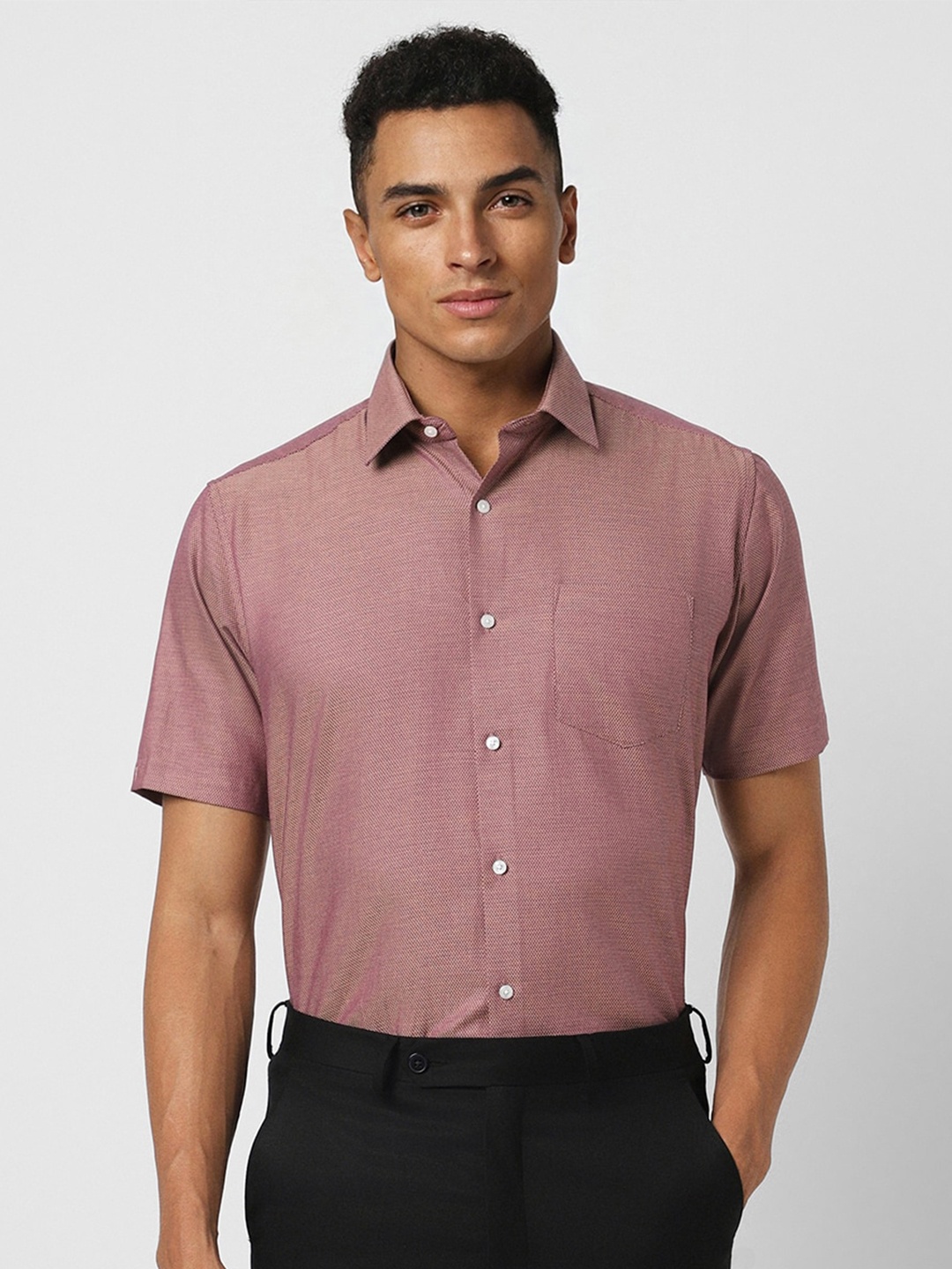 

Van Heusen Textured Pure Cotton Formal Shirt, Pink