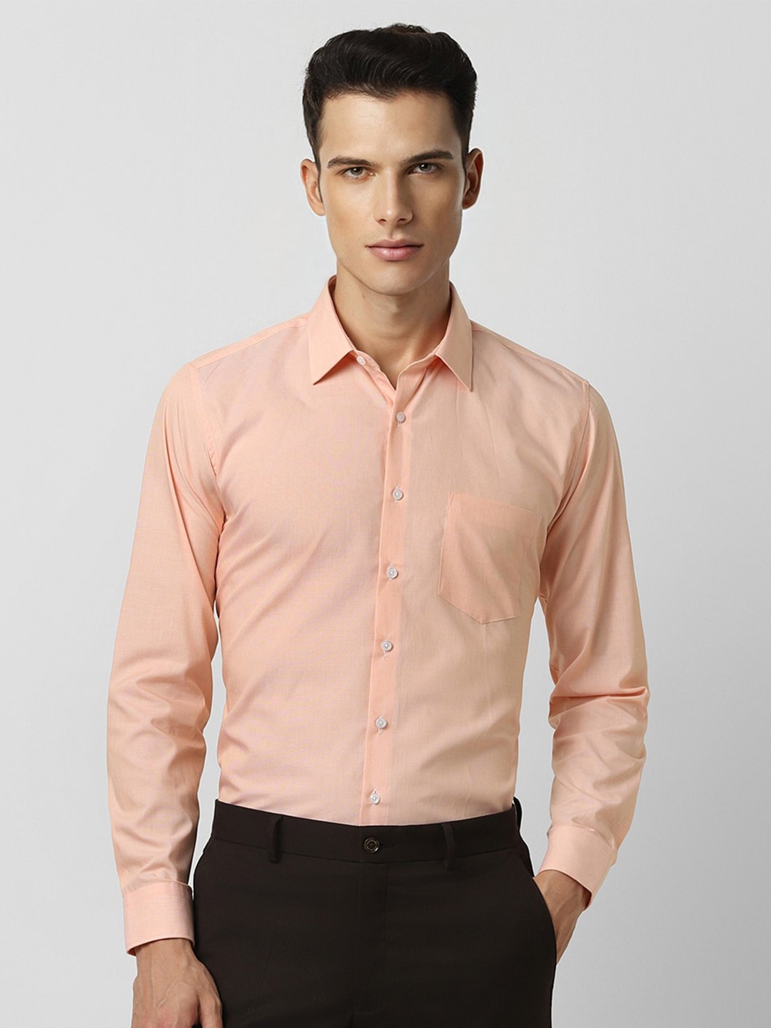 

Van Heusen Slim Fit Spread Collar Pure Cotton Formal Shirt, Peach