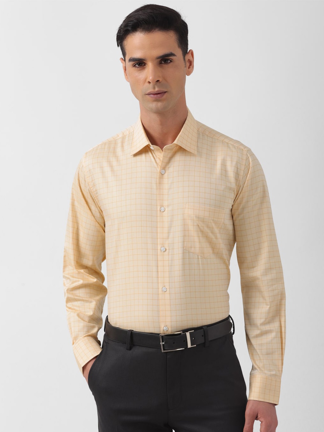 

Van Heusen Checked Pure Cotton Formal Shirt, Yellow