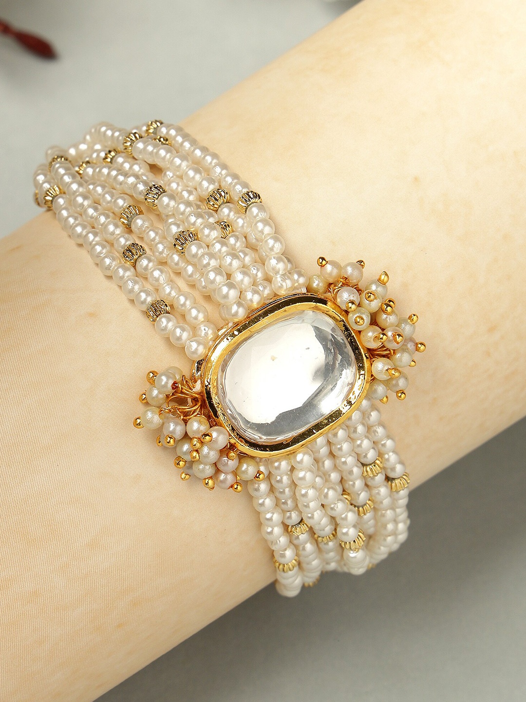 

KARATCART Kundan Gold-Plated Wraparound Bracelet