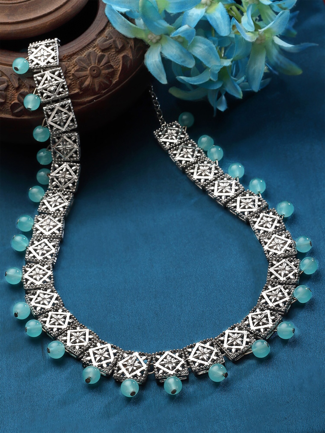 

KARATCART Kundan-Studded & Beaded Oxidised Kamarbandh, Silver