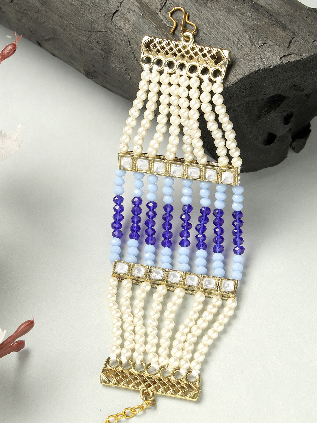 

KARATCART Kundan Gold-Plated Wraparound Bracelet