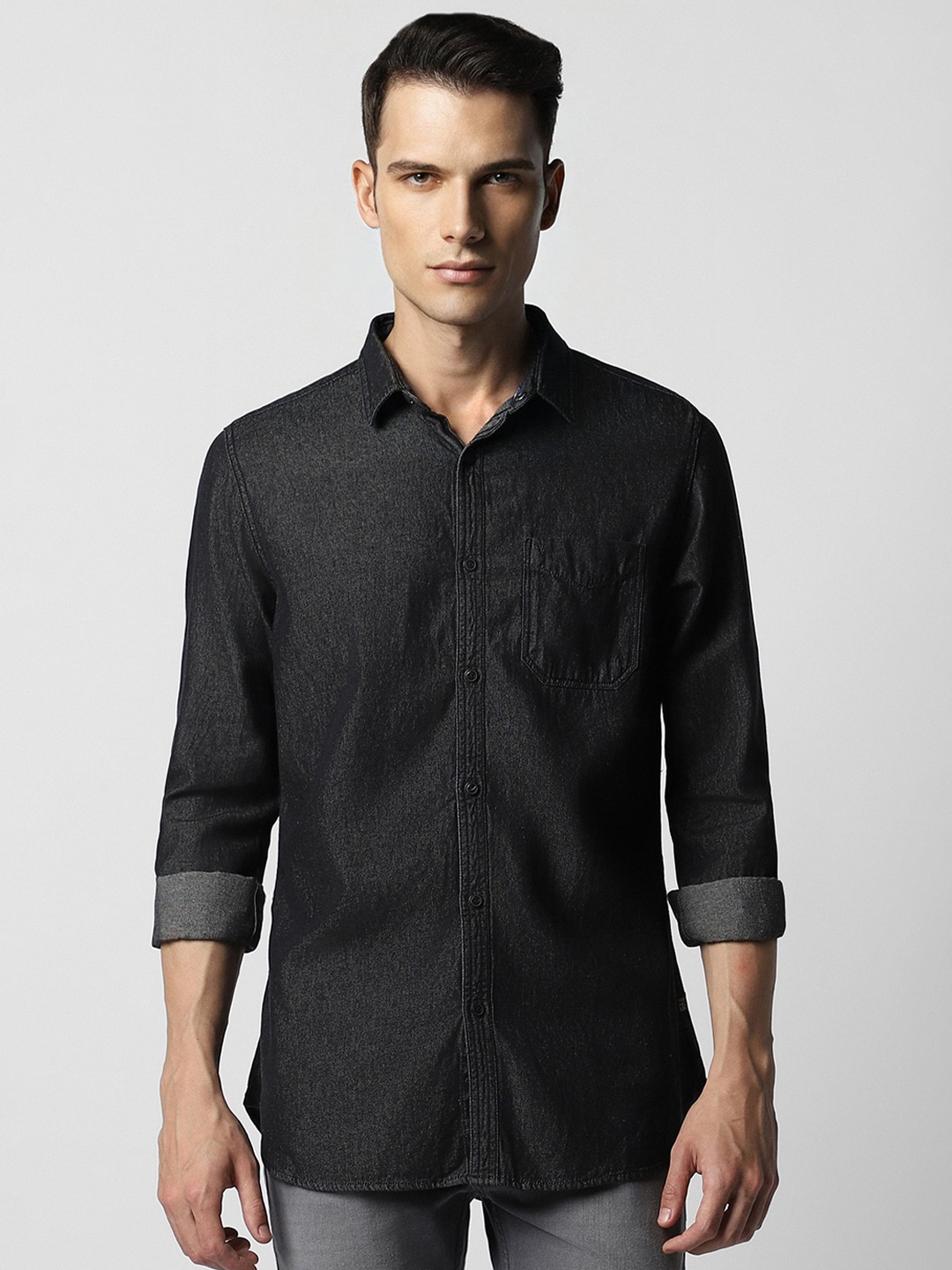 

VAN HEUSEN DENIM LABS Slim Fit Cotton Party Shirt, Black