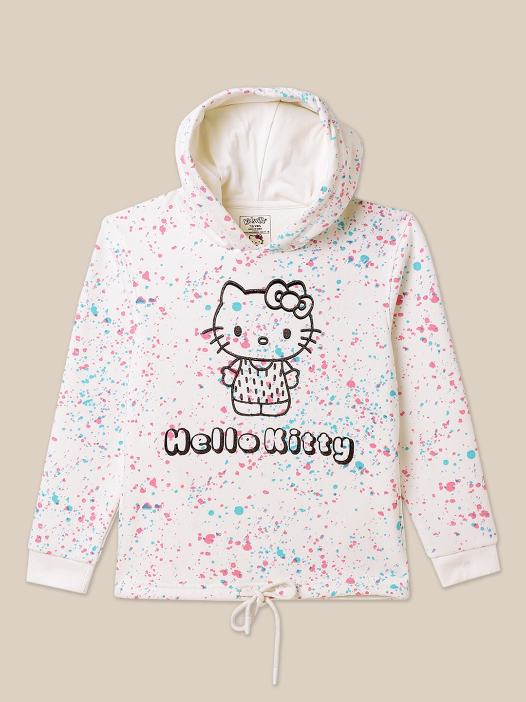 

Kids Ville Girls Hello Kitty Printed Hooded Pullover Sweatshirt, Off white