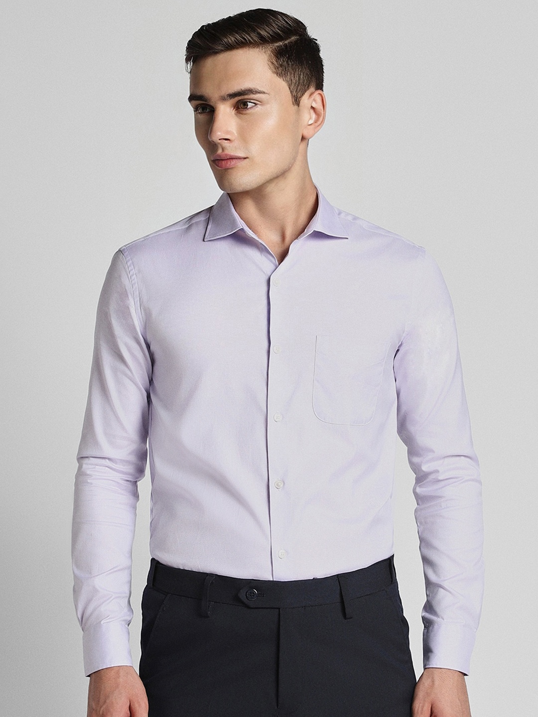 

Peter England Elite Cotton Slim Fit Opaque Formal Shirt, Purple