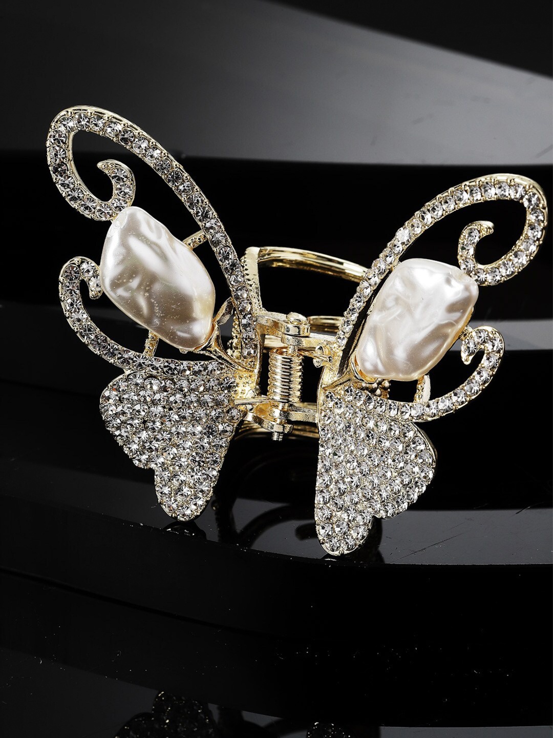 

VOGUE PANASH Gold-Plated Embellished Butterfly Design Claw Clip