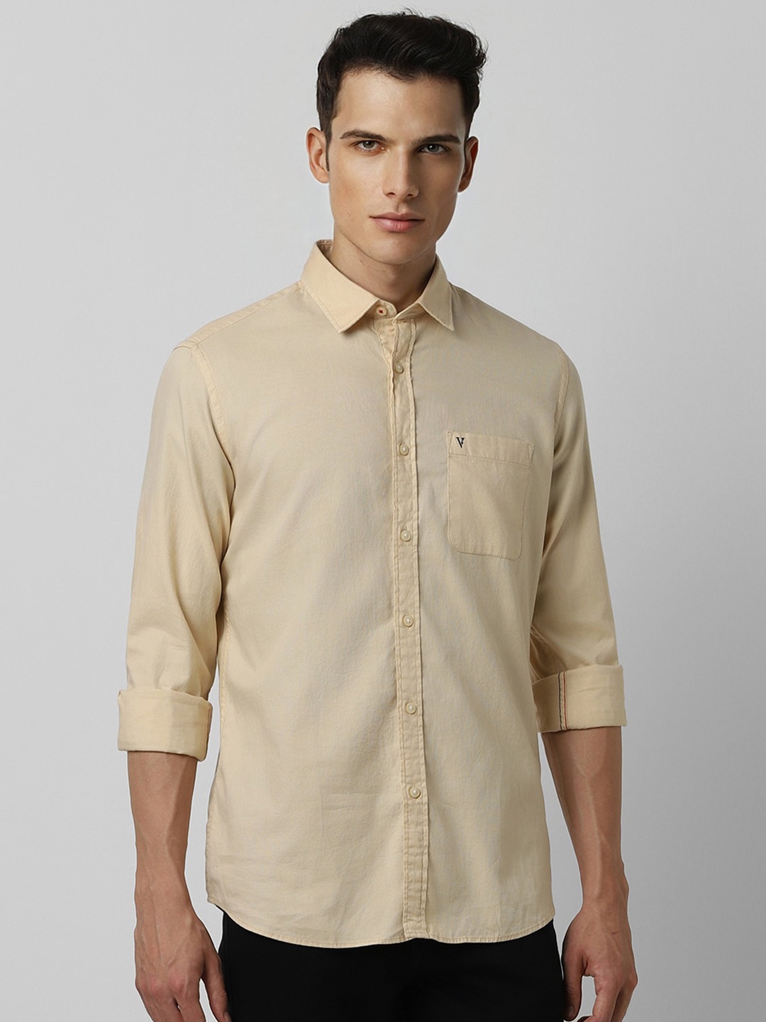 

Van Heusen Sport Textured Slim Fit Opaque Casual Pure Cotton Shirt, Yellow