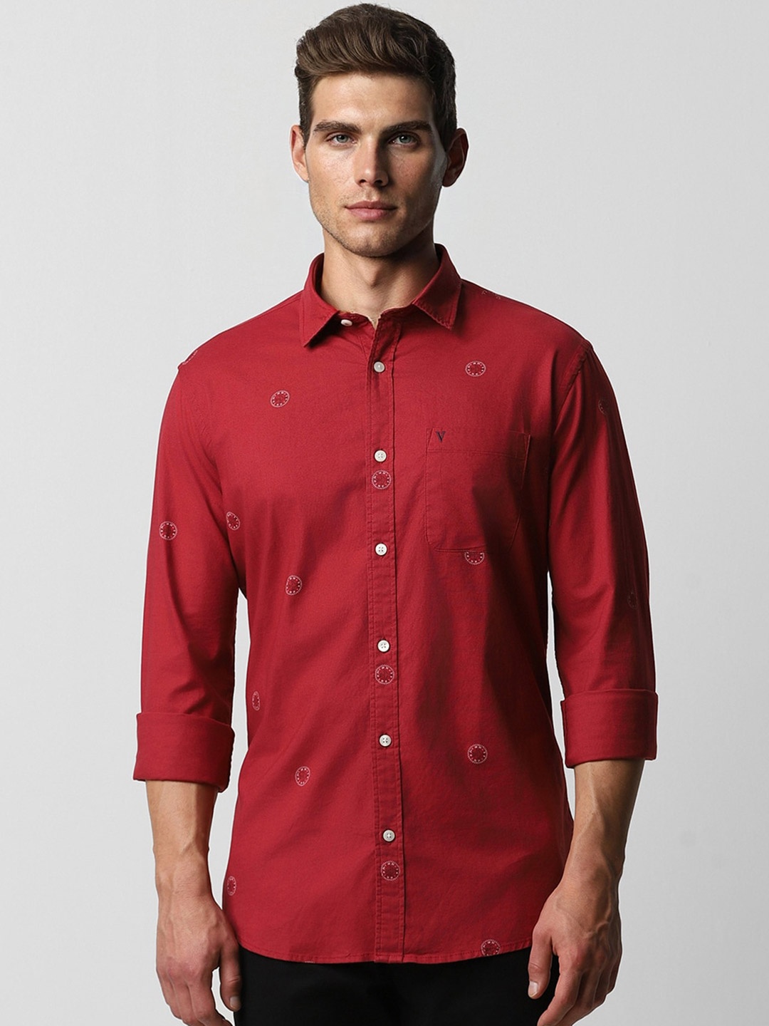 

Van Heusen Sport Slim Fit Opaque Casual Shirt, Red