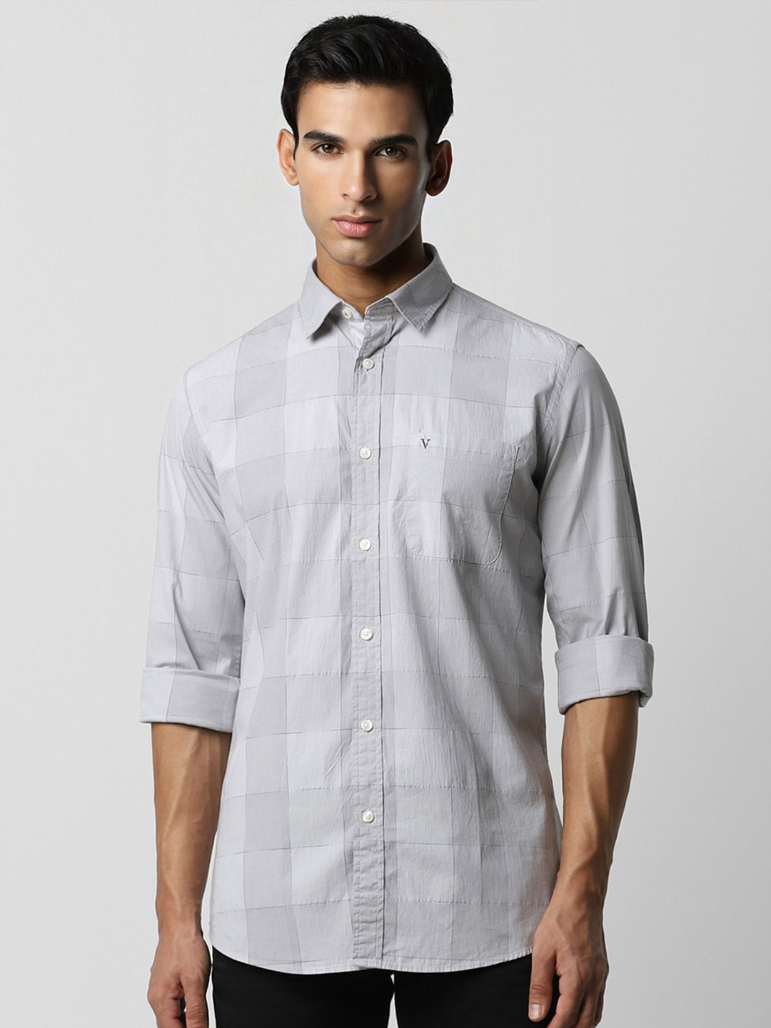 

Van Heusen Sport Slim Fit Checked Casual Shirt, Grey