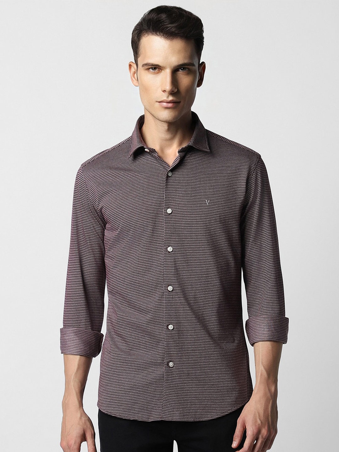 

Van Heusen Sport Micro Ditsy Printed Slim Fit Pure Cotton Shirt, Purple