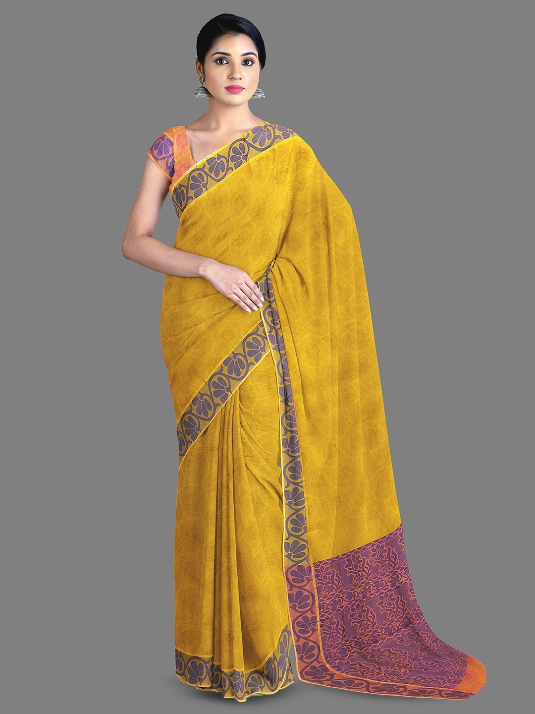

The Chennai Silks Ethnic Motifs Pure Cotton Kovai Saree, Mustard