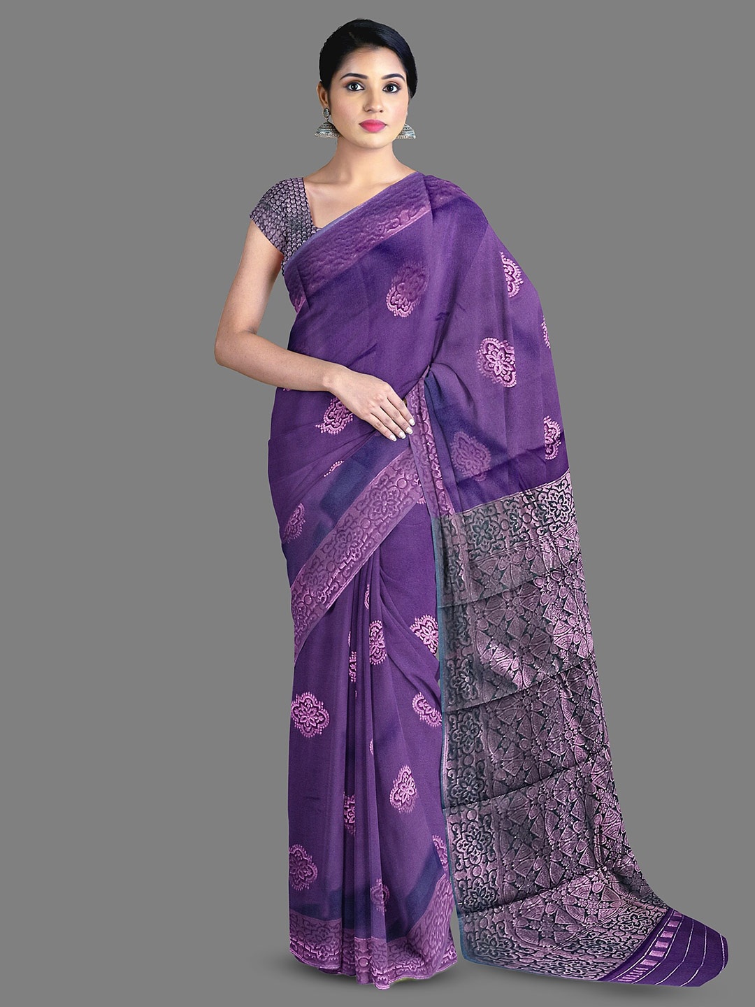 

The Chennai Silks Ethnic Motifs Zari Art Silk Saree, Purple