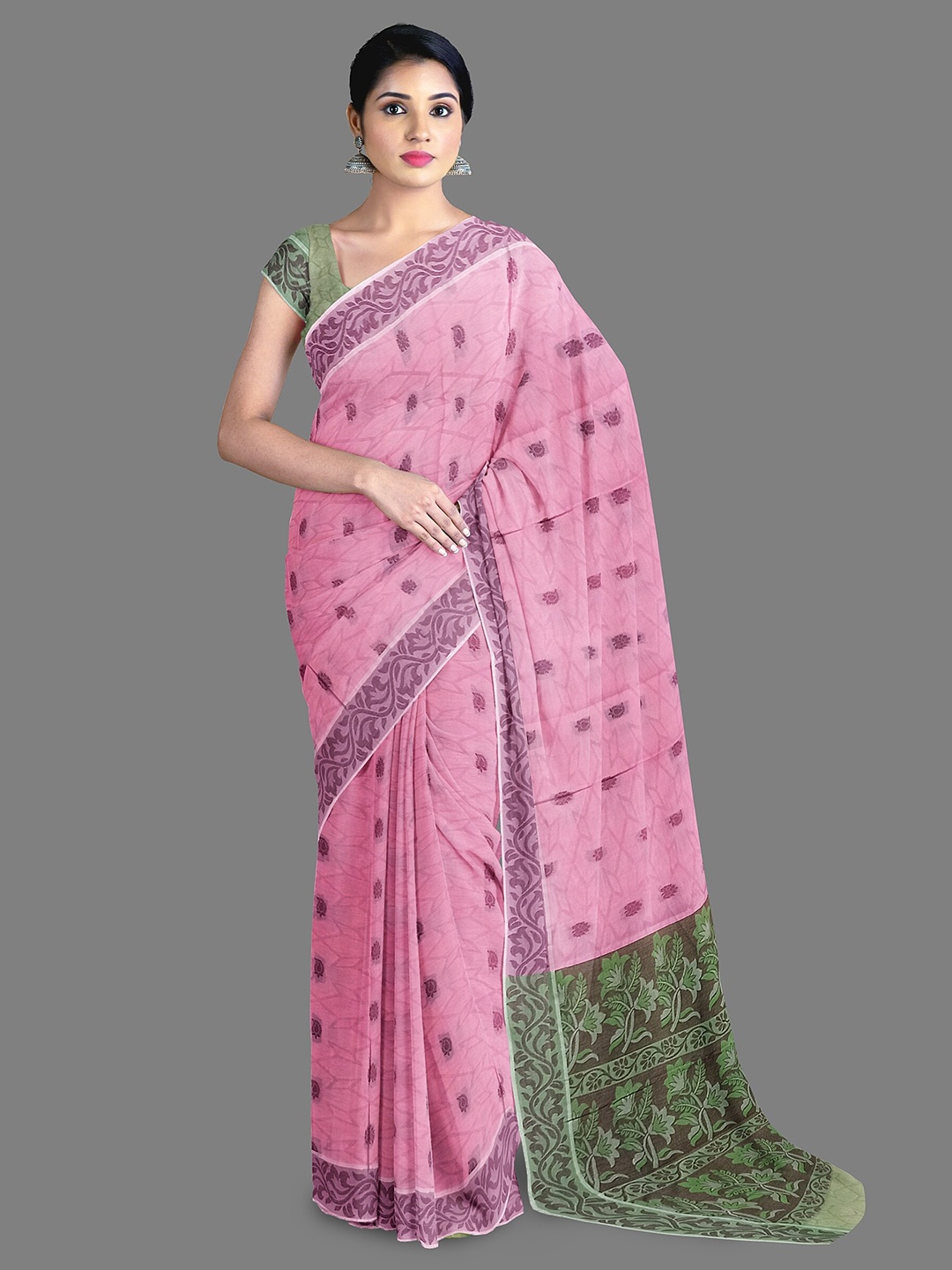 

The Chennai Silks Ethnic Motifs Woven Design Pure Cotton Kovai Saree, Rose