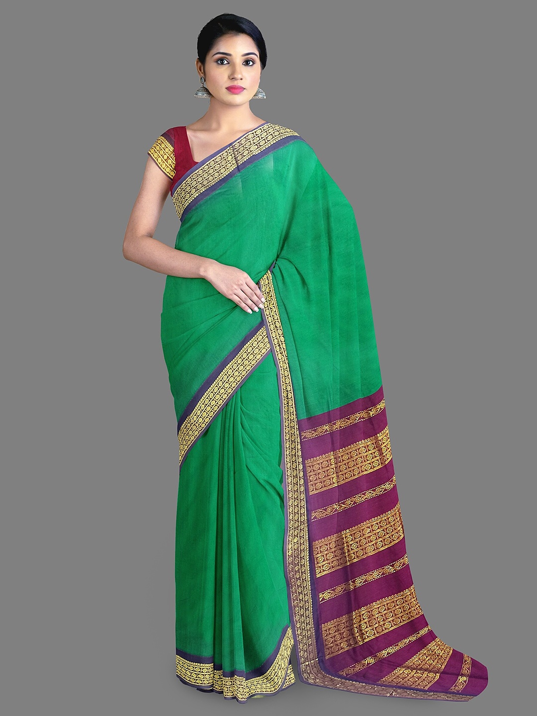 

The Chennai Silks Woven Design Zari Saree, Green