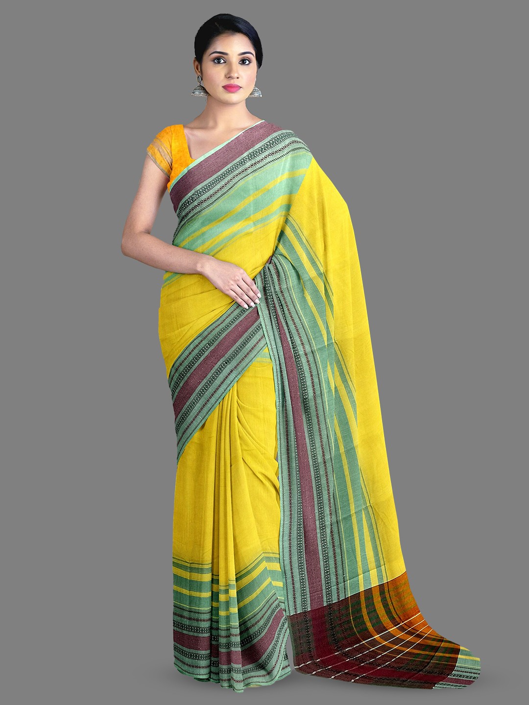 

The Chennai Silks Pure Cotton Narayan Peth Saree, Yellow