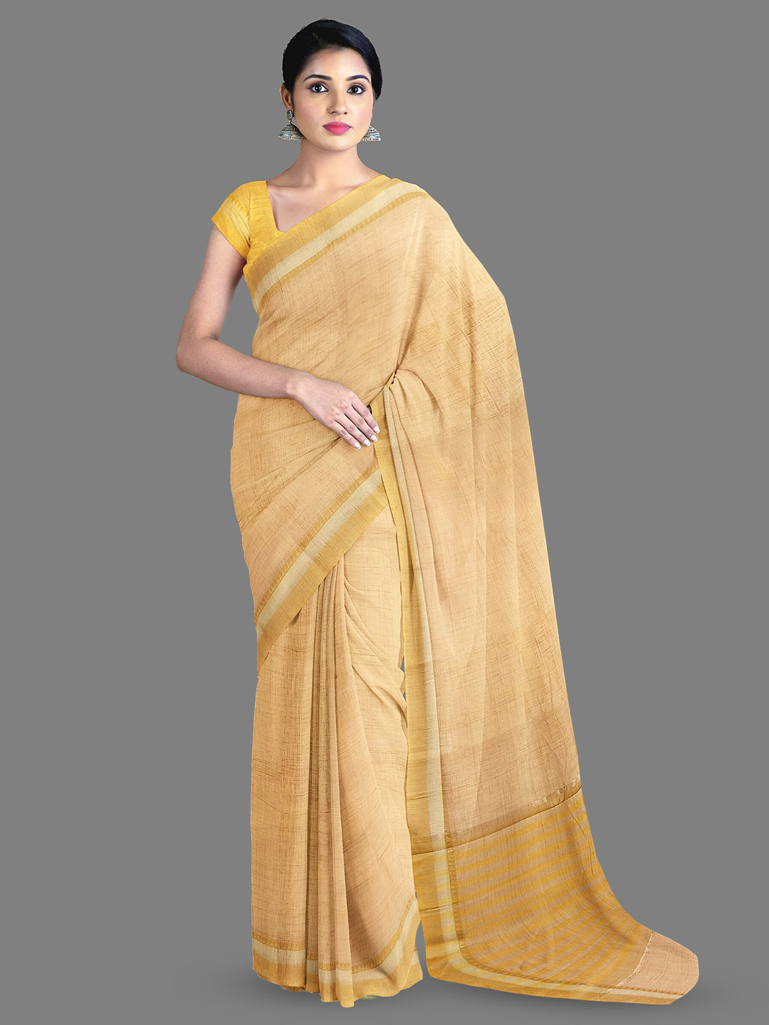 

The Chennai Silks Striped Woven Design Pure Cotton Narayan Peth Saree, Orange