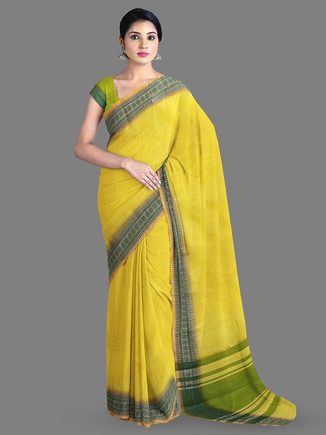 

The Chennai Silks Pure Cotton Narayan Peth Saree, Yellow