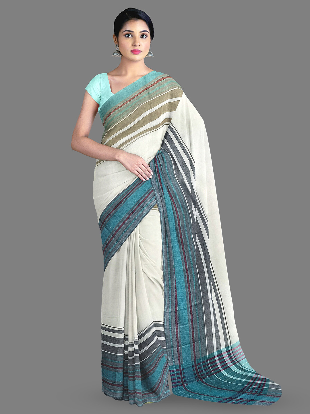 

The Chennai Silks Pure Cotton Narayan Peth Saree, Off white