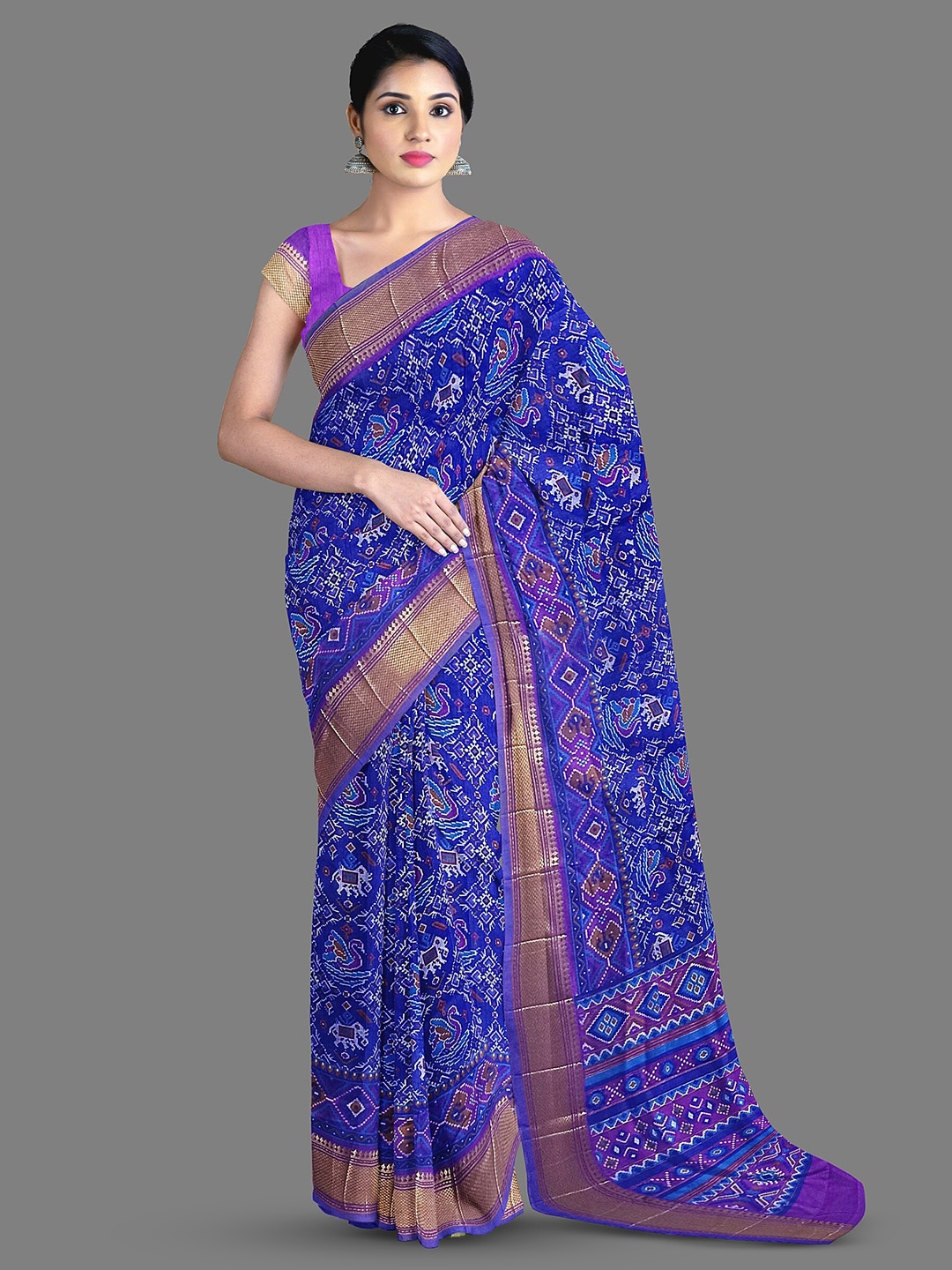 

The Chennai Silks Ethnic Motifs Zari Pure Cotton Chanderi Saree, Blue