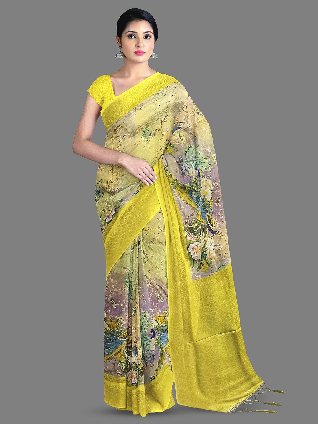 

The Chennai Silks Ethnic Motifs Woven Design Zari Saree, Green