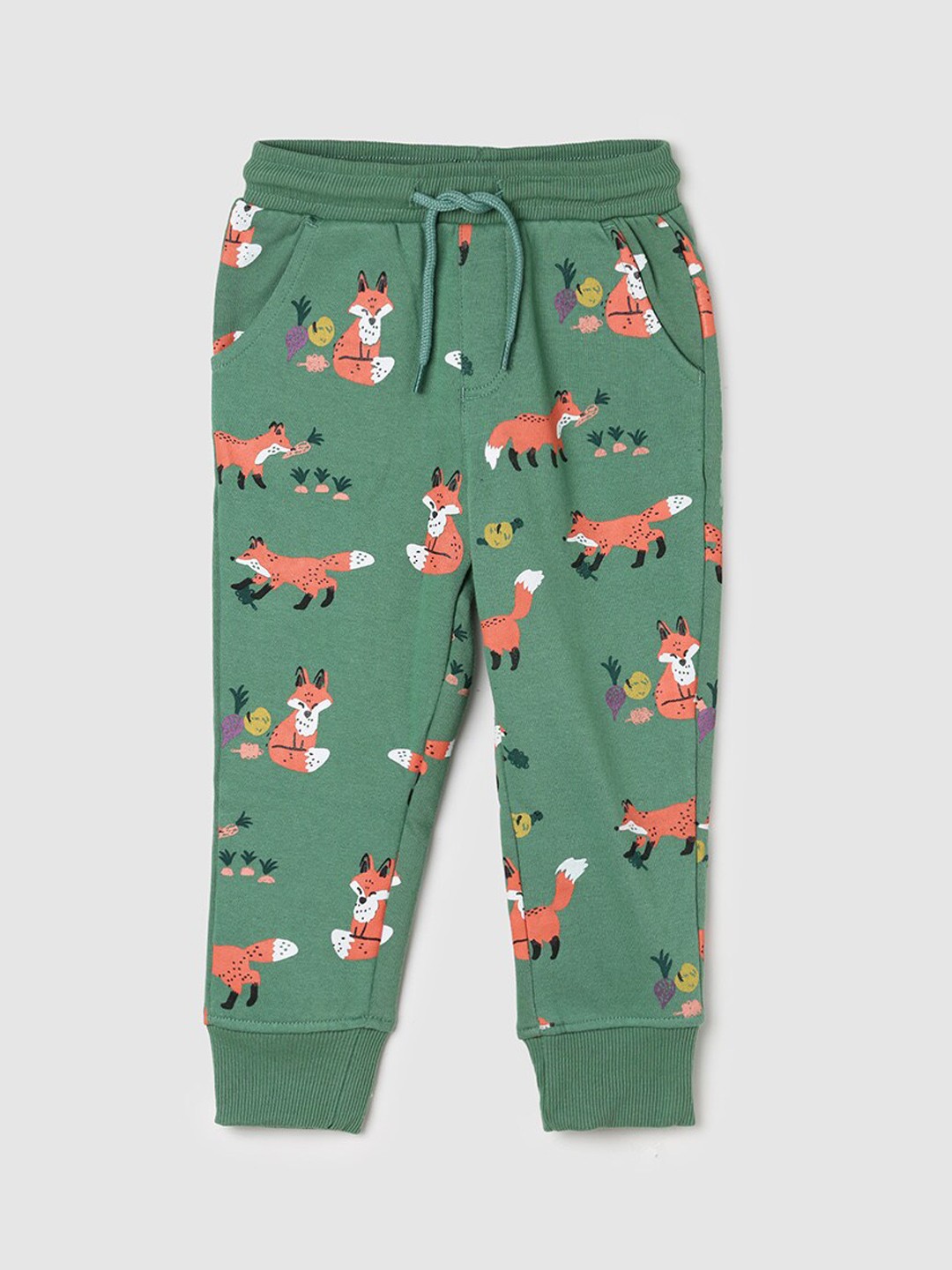 

max Boys Conversational Printed Cotton Joggers, Green