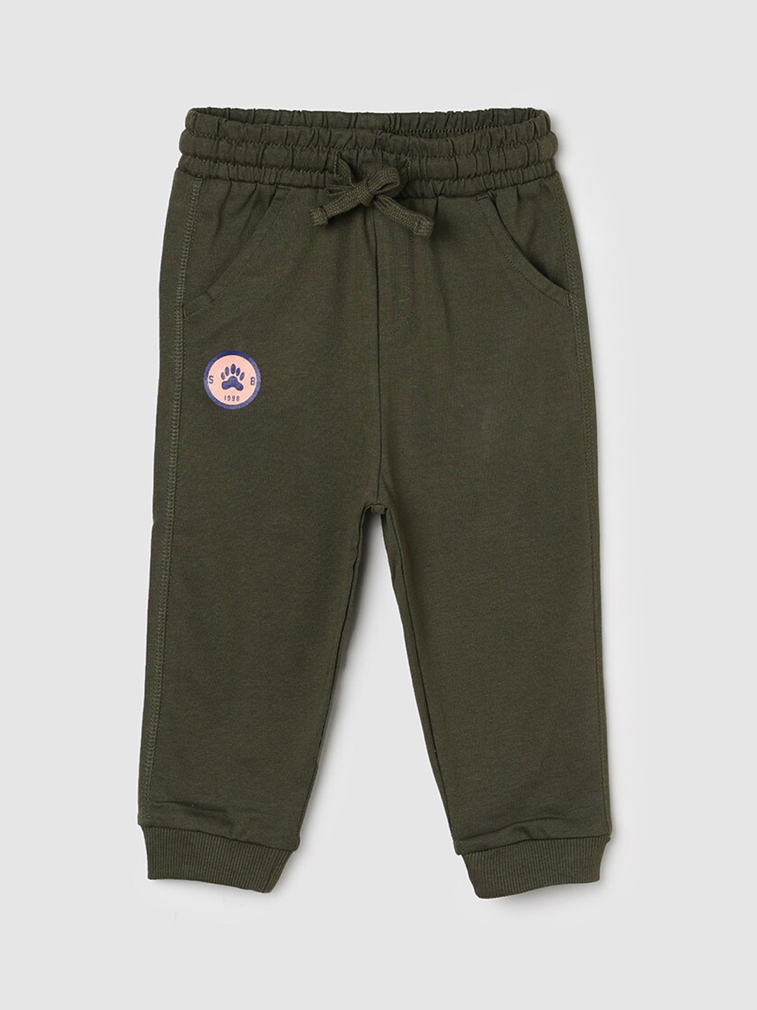 

max Infants Boys Mid Rise Pure Cotton Joggers, Green