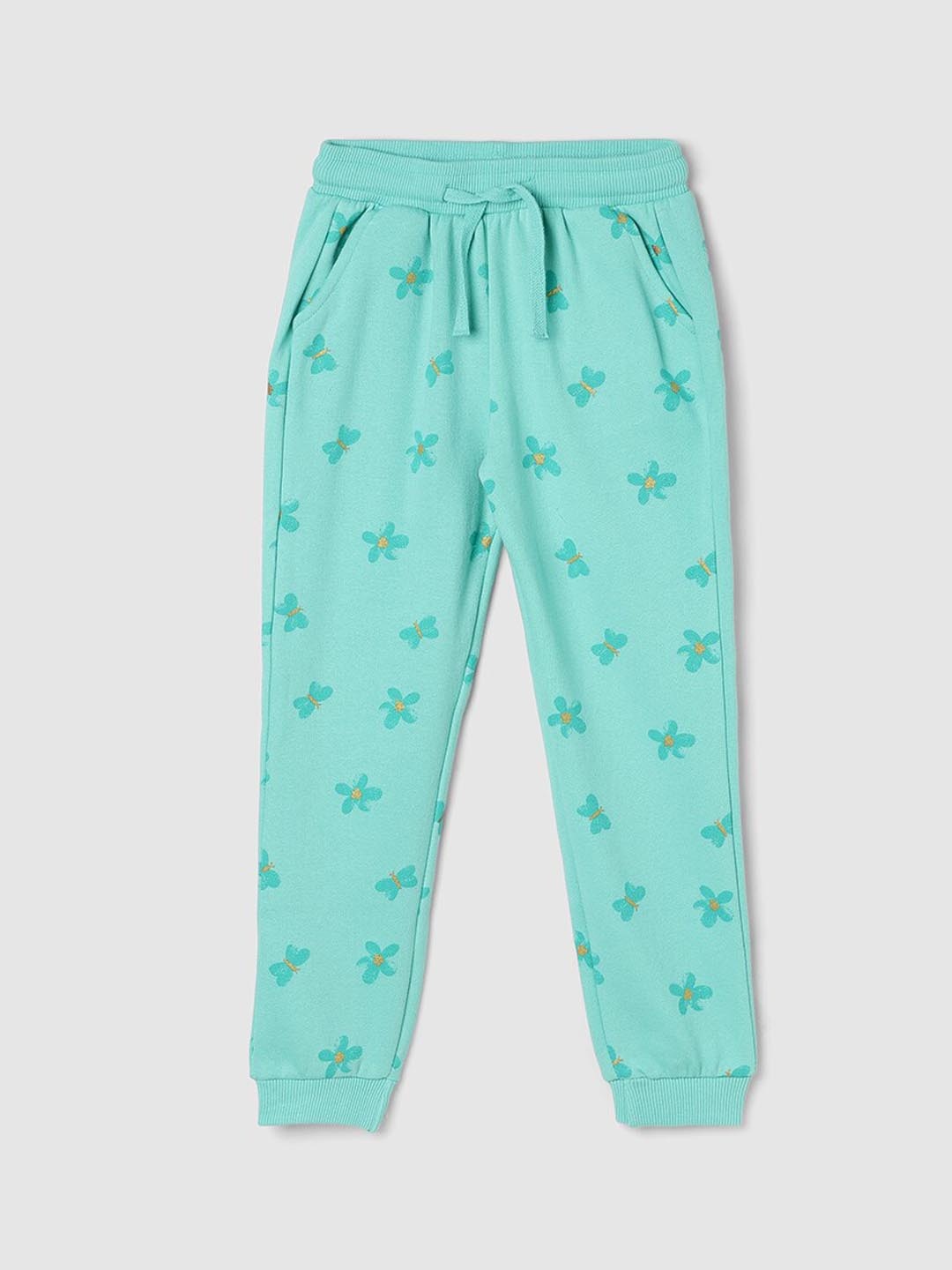 

max Girls Conversational Printed Mid-Rise Joggers, Blue